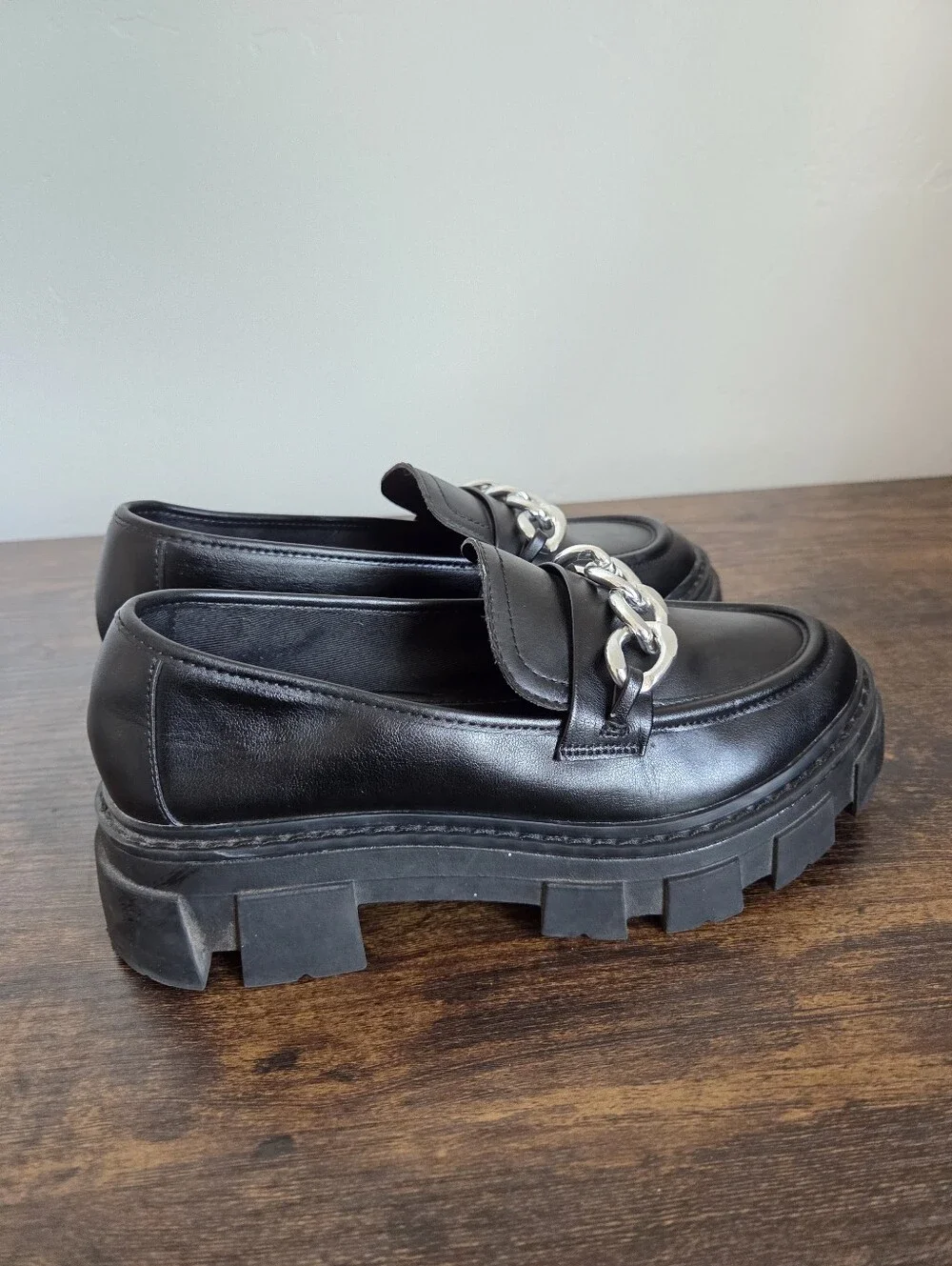 Nobo Chunky Loafers Black Faux Leather Platform Bratz 90s Y2K Style Shoe Women 6